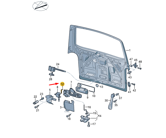 new vw transporter vi t6 rear trunk locking mechanism clip 7e0827649 original