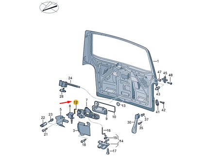 new vw transporter vi t6 rear trunk locking mechanism clip 7e0827649 original