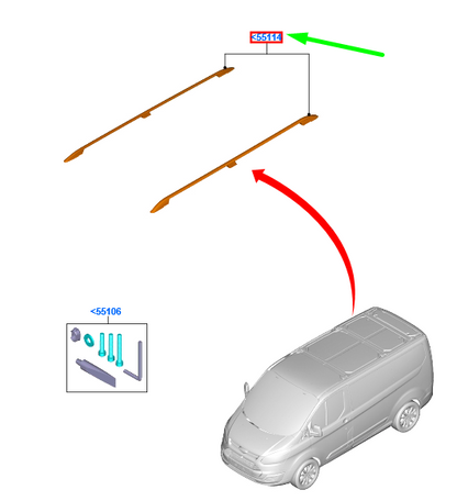 new ford transit custom mk1 roof rack rails kit 2493809 original