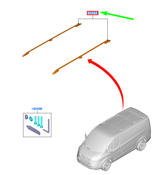 new ford transit custom mk1 roof rack rails kit 2493809 original