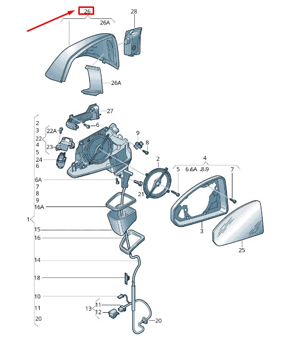 NEW AUDI Q7 4M FRONT LEFT DOOR MIRROR CAP 4M0857527AGRU 4M0857527A GRU ORIGINAL