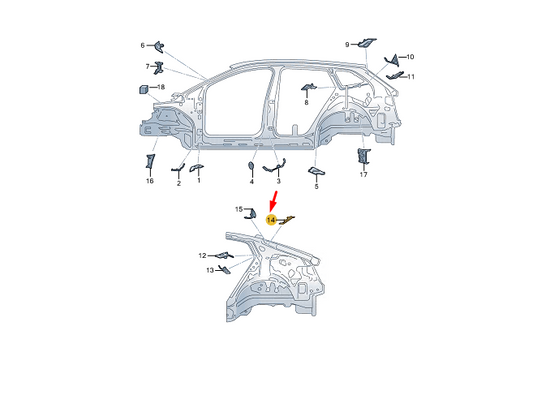 new skoda enyaq iv left inner d-pillar partition 5le864637 original