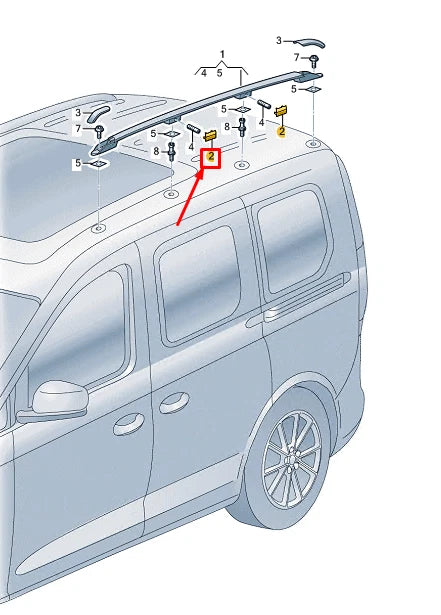 NEW VW CADDY SB MK4 FRONT CENTER LEFT ROOF RAIL COVER 2K4860147B9B9 ORIGINAL