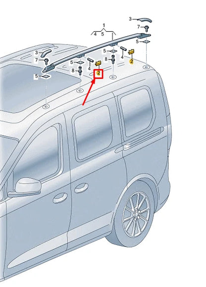 NEW VW CADDY SB MK4 FRONT CENTER LEFT ROOF RAIL COVER 2K4860147B9B9 ORIGINAL