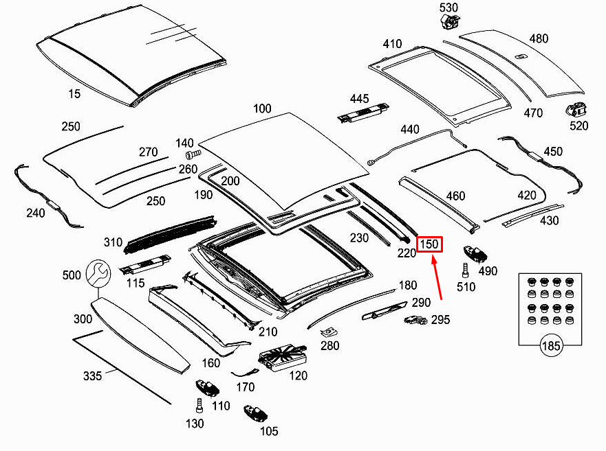new mercedes-benz s w222 roof cover frame a2227801100 original