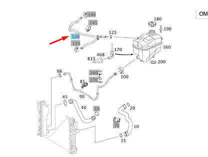 NEW MERCEDES-BENZ E W211 ENGINE TO EXPANSION TANK VENT TUBE A2115011625 ORIGINAL
