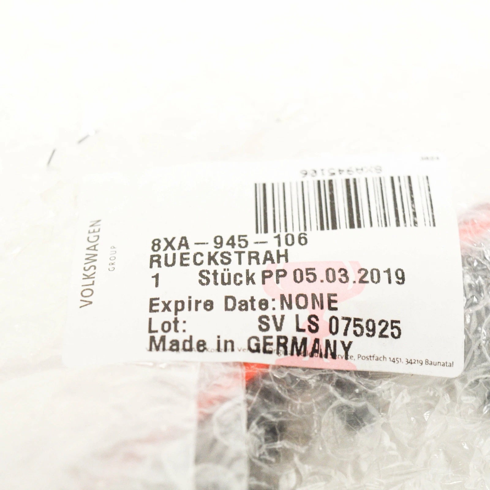 NEW AUDI A1 8X REAR BUMPER RIGHT SIDE REFLECTOR 8XA945106 ORIGINAL