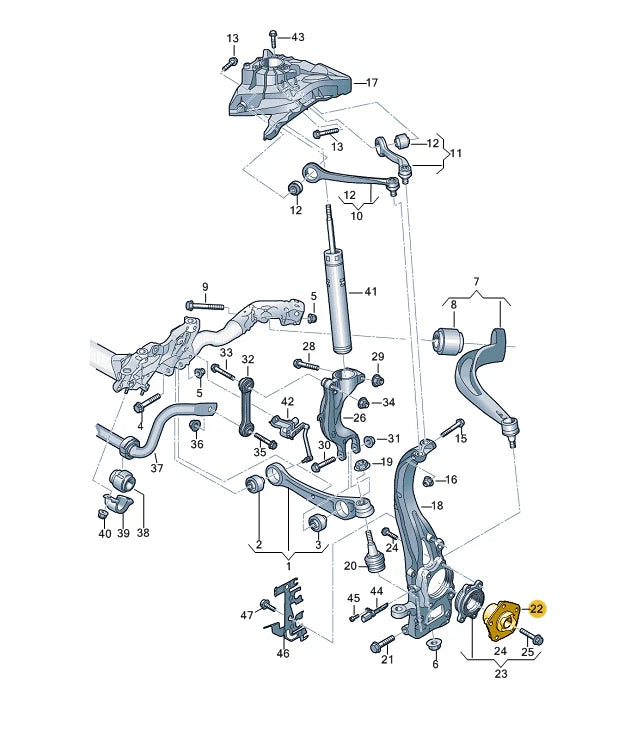 NEW AUDI Q7 4M WHEEL HUB SPINDLE 8W0407613 ORIGINAL