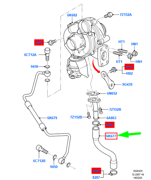 new ford focus mk2 turbocharger connecting hose 1360277 3m5q-6k677-db original