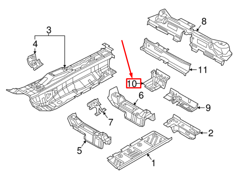 new audi q5 80a left floor pan reinforcement 80a802163astl original