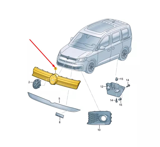 NEW VOLKSWAGEN CADDY MK4 SB RADIATOR GRILLE 2K7853651041 ORIGINAL