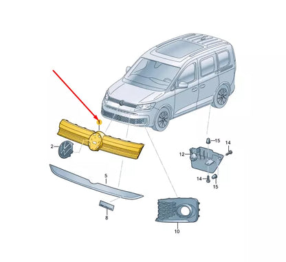 NEW VOLKSWAGEN CADDY MK4 SB RADIATOR GRILLE 2K7853651041 ORIGINAL
