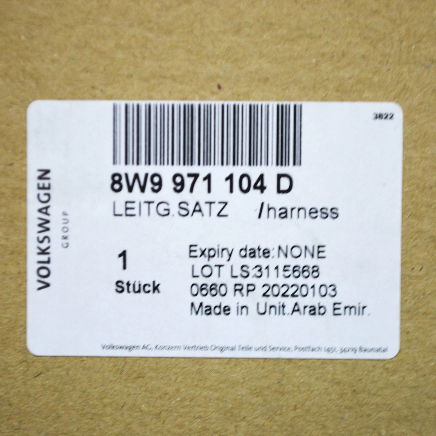 NEW AUDI A4 S4 B9 FRONT BUMPER PDC PARKING AID WIRING HARNESS 8W9971104D