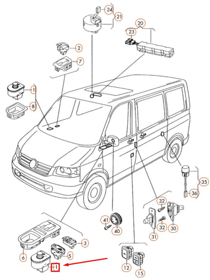 NEW VW TRANSPORTER T5 MIRROR ADJUSTMENT SWITCH 7E1959565D9B9