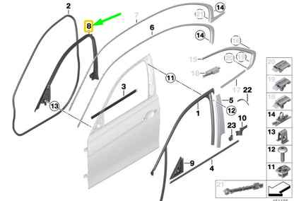 NEW BMW 3 F30 FRONT LEFT INTERIOR WINDOW FRAME SEALING 51337259381 ORIGINAL