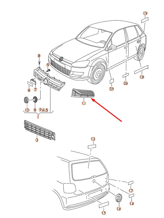 NEW VW POLO MK5 6R FRONT BUMPER LEFT VENT GRILLE 6C0853665G9B9