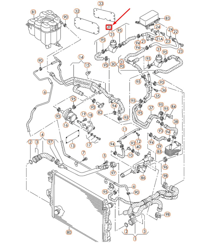 NEW VOLKSWAGEN TOUAREG 7P ENGINE COOLANT HOSE WITH VALVE 7P0122049B ORIGINAL