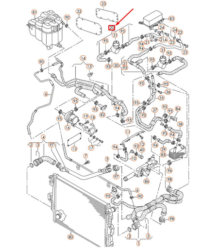 NEW VOLKSWAGEN TOUAREG 7P ENGINE COOLANT HOSE WITH VALVE 7P0122049B ORIGINAL