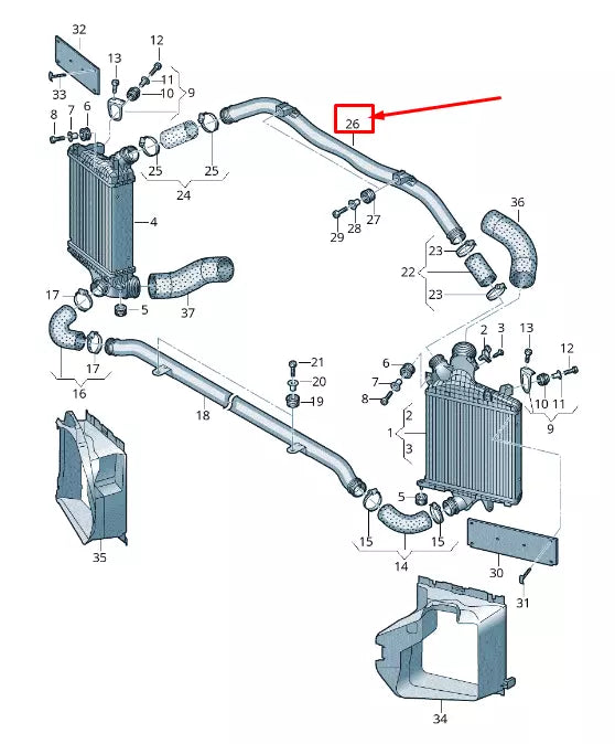 NEW AUDI Q7 4M ENGINE CHARGE AIR TUBE 4M0145942G ORIGINAL