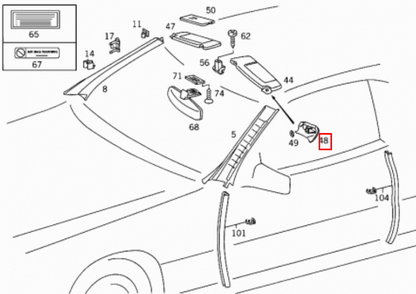 NEW MERCEDES BENZ SL R129 RIGHT SUN VISOR MOUNT COVER A1298110661 7095 ORIGINAL