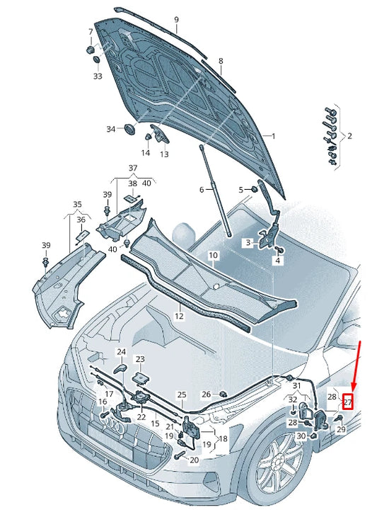 NEW AUDI E-TRON GEN HOOD RELEASE HANDLE BRACKET LHD 4KL823633B