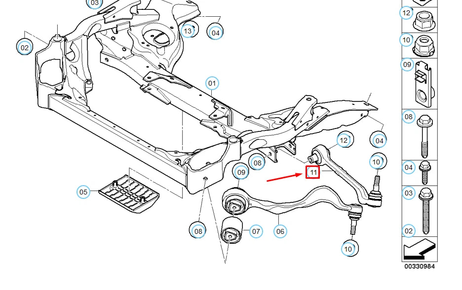 NEW BMW 1 E81 FRONT LEFT WISHBONE VALUE LINE REPAIR KIT 31122405859 ORIGINAL