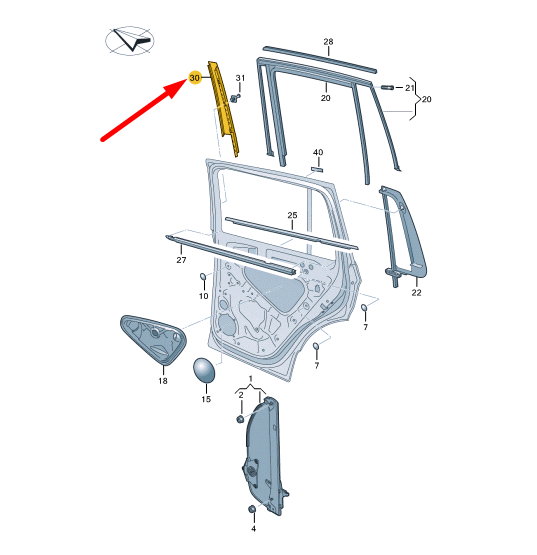 NEW VW TIGUAN AD MK2 REAR LEFT DOOR WINDOW FRAME TRIM 5NA839901B041 ORIGINAL
