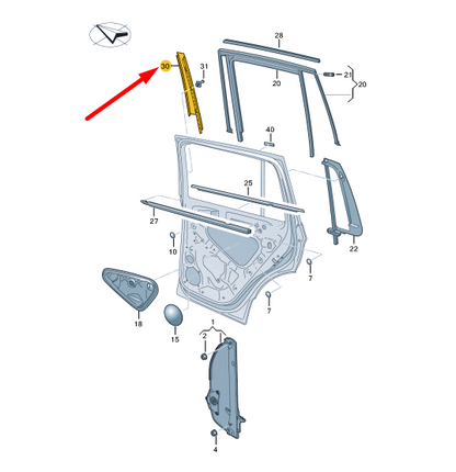 NEW VW TIGUAN AD MK2 REAR LEFT DOOR WINDOW FRAME TRIM 5NA839901B041 ORIGINAL