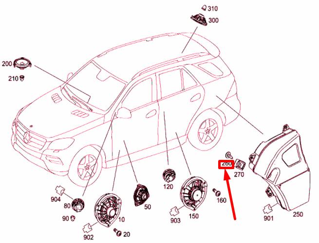 new mercedes-benz ml w166 bass-box speaker bolt a1409900636 original
