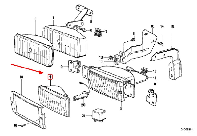 NEW BMW 3 E30 FRONT LEFT FOG LIGHT LAMP INSERT 63171375049 ORIGINAL