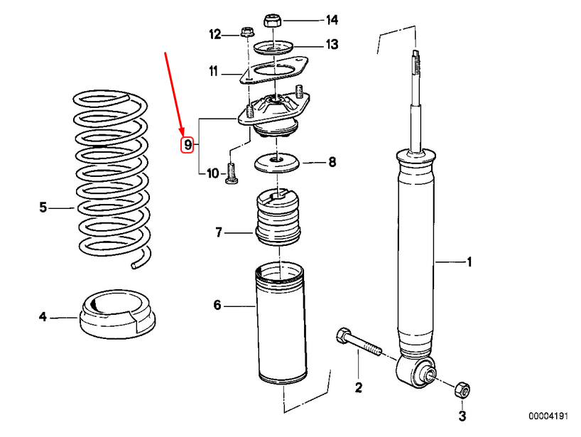 new bmw 8 e31 rear spring strut guide support 33521091605 original