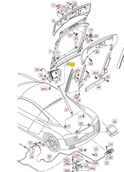NEW AUDI R8 V8 (07-15) REAR ENGINE BAY LID O/S RIGHT GRILL 420827950B3FZ