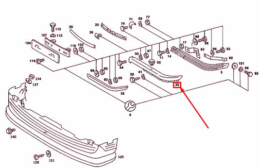 NEW MERCEDES-BENZ SL R107 FRONT BUMPER LEFT FACE BAR COVER A1078850901 ORIGINAL