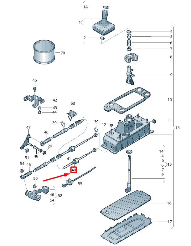 NEW VOLKSWAGEN CADDY 2K MK3 GEAR SHIFTING MECHANISM CABLE 1T0711266J