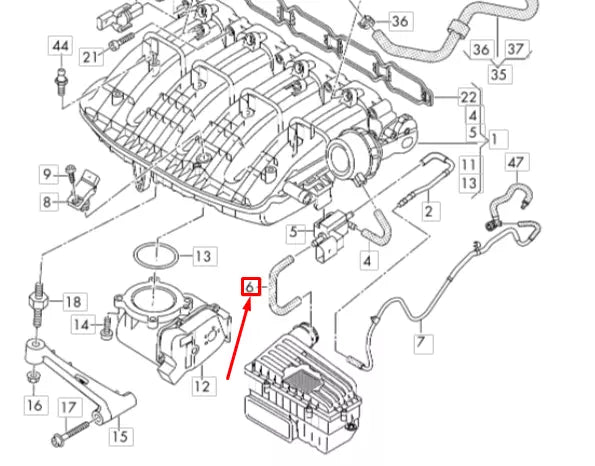 NEW AUDI Q2 INTAKE VACUUM SYSTEM CONNECTING HOSE 06K133583AB ORIGINAL
