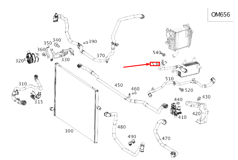 NEW MB S W222 CHARGE AIR COOLER TO OIL COOLER FEED LINE A6542034000 ORIGINAL