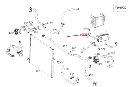 NEW MB S W222 CHARGE AIR COOLER TO OIL COOLER FEED LINE A6542034000 ORIGINAL