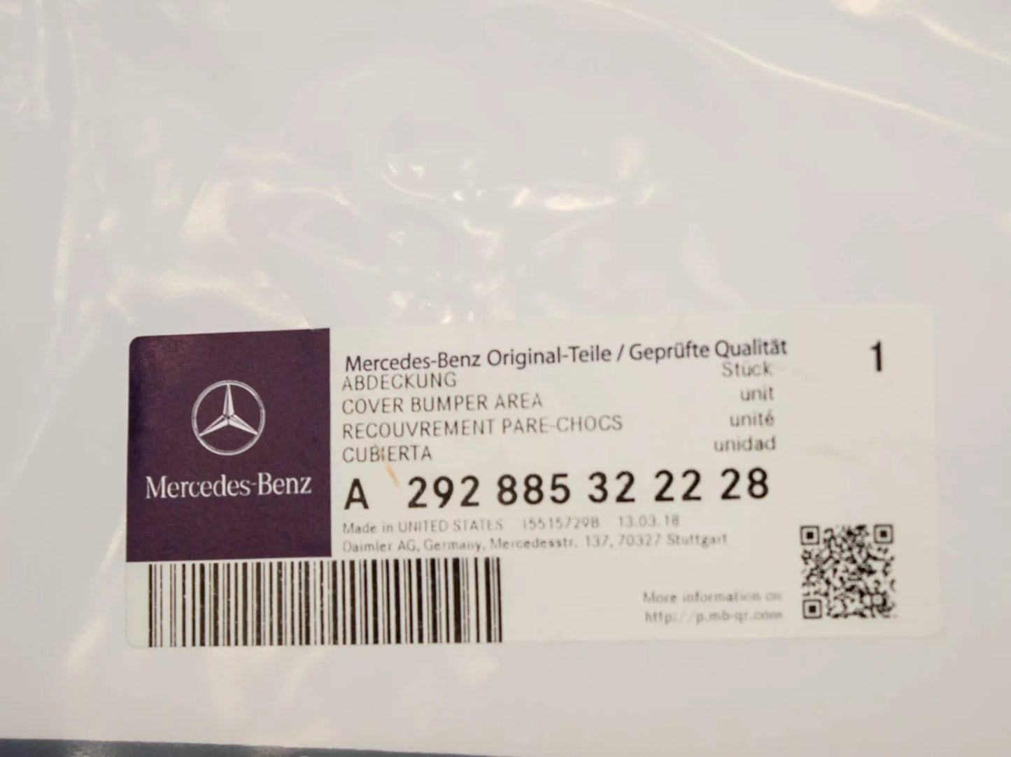 NEW MB GLE C292 AMG FRONT BUMPER LEFT LOWER GRILLE A292885322228 ORIGINAL