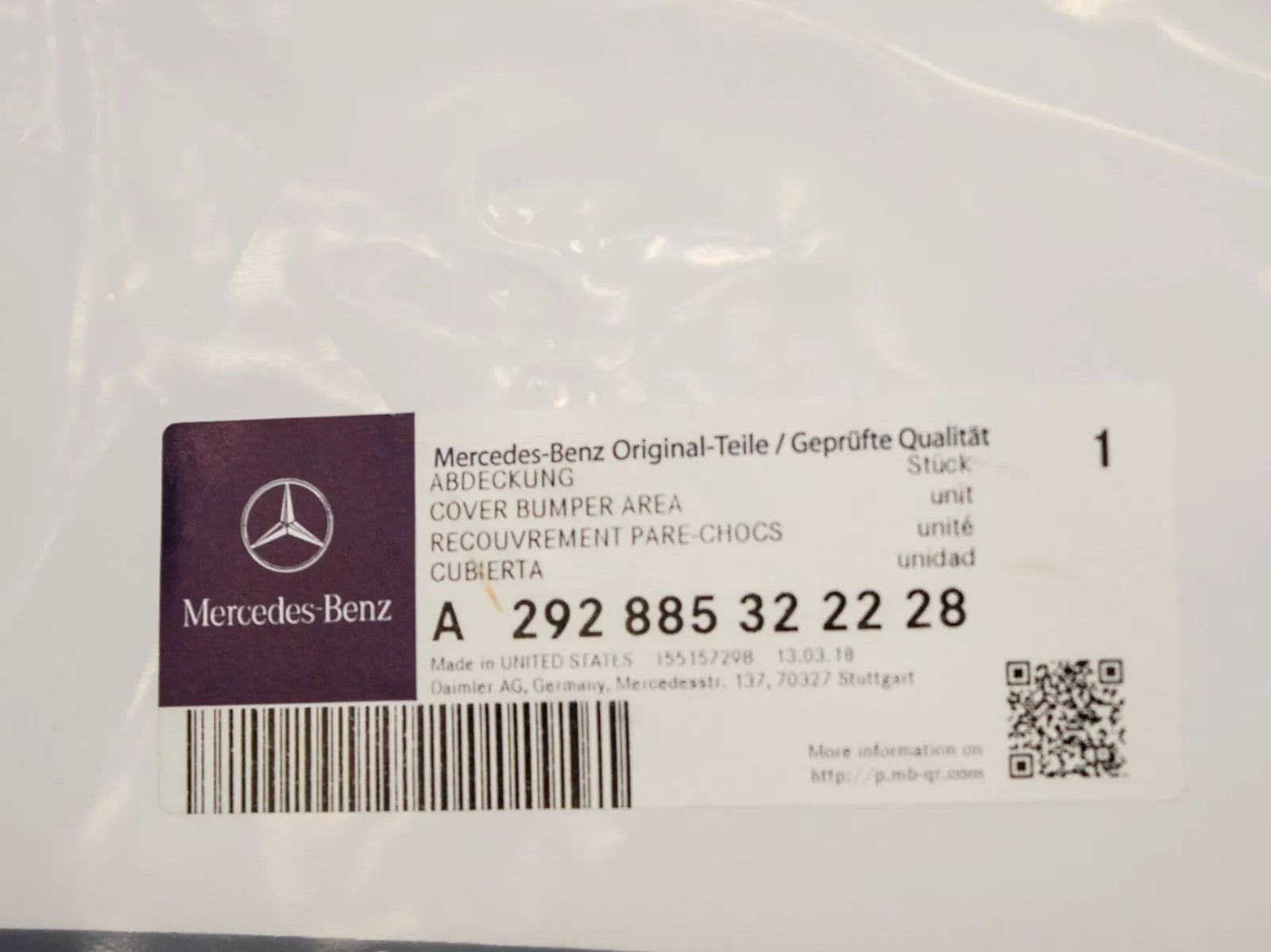 NEW MB GLE C292 AMG FRONT BUMPER LEFT LOWER GRILLE A292885322228 ORIGINAL