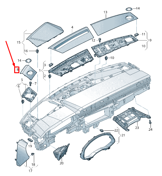 NEW AUDI A6 4A C8 LEFT INSTRUMENT PANEL BEZEL LHD 4K1857227AY2 ORIGINAL