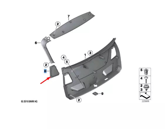 NEW BMW X3 F25 REAR RIGHT TRUNK LID PANEL COVER TRIM 51497260048 7260048