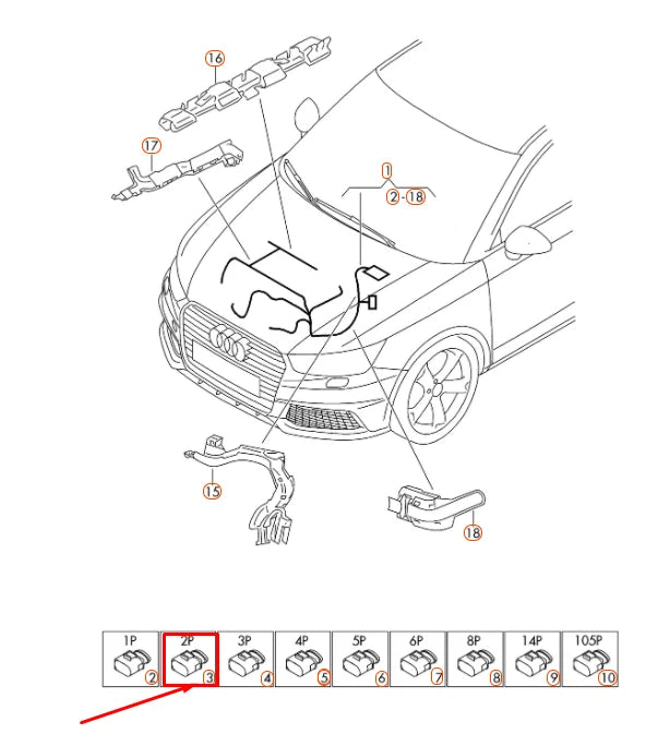 NEW AUDI A1 MK1 FLAT CONTACT HOUSING CONNECTING PART 2 PIN 3B0973722A ORIGINAL