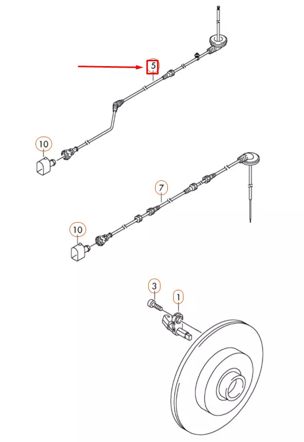 NEW VW PASSAT B8 FRONT RIGHT ABS SENSOR WIRING HARNESS 5C0927903A ORIGINAL