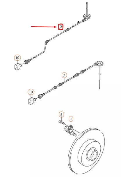 NEW VW PASSAT B8 FRONT RIGHT ABS SENSOR WIRING HARNESS 5C0927903A ORIGINAL