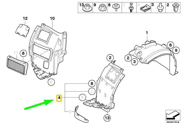NEW BMW 1 M E82 FRONT LEFT BOTTOM WHEEL HOUSING FRONT COVER 51718051591 ORIGINAL