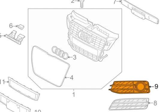 NEW AUDI A3 8P1 FRONT BUMPER RIGHT FOG LIGHT 8P0807682G ZDE