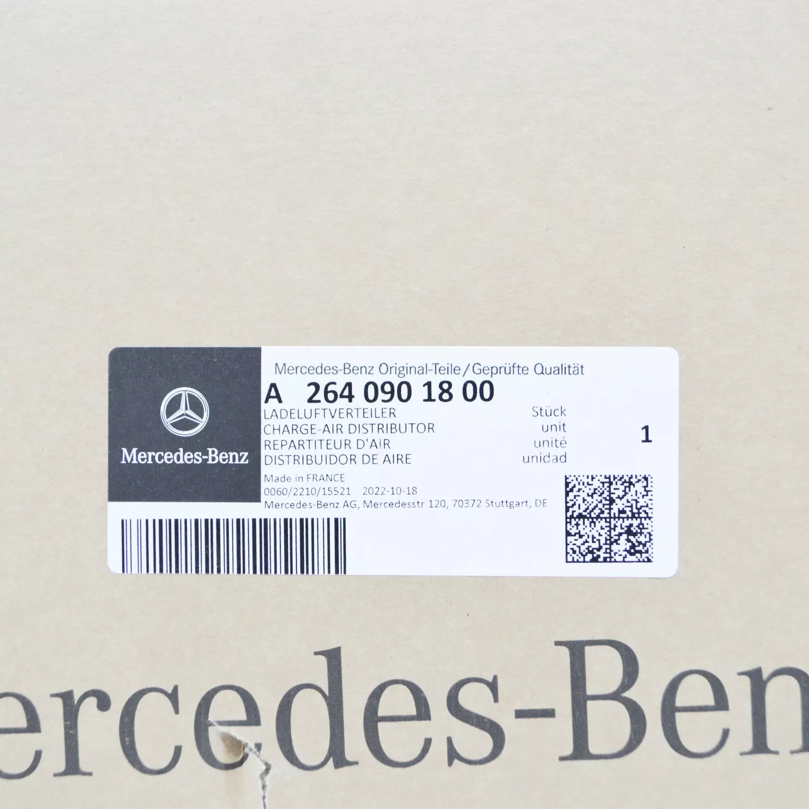 NEW MERCEDES-BENZ C W205 CHARGE AIR DISTRIBUTOR A2640901800 ORIGINAL