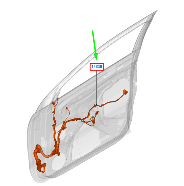 new ford ranger t6 mk1 front right door wire lhd 5328693 ab39-14k138-bj original