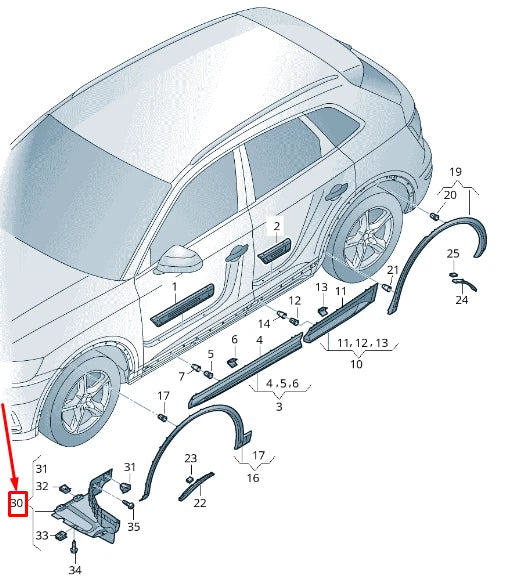 NEW AUDI Q5 FY FRONT LEFT WHEEL SPOILER 80A853887M ORIGINAL