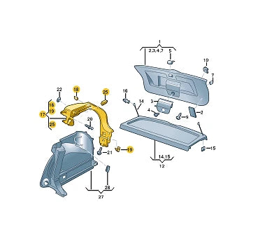NEW VOLKSWAGEN POLO AW RIGHT PARCEL SHELF SUPPORT ELEMENT 2G6867762D82V ORIGINAL